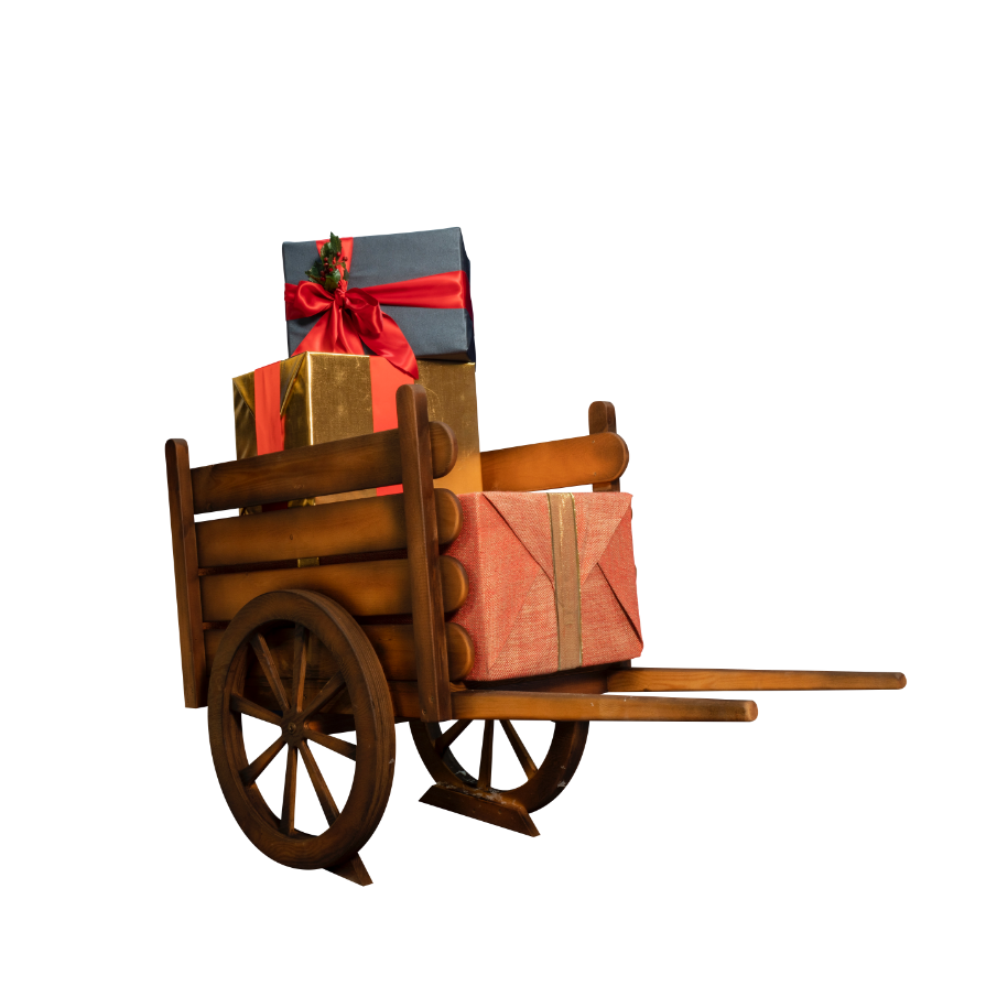 Wooden Cart with presents